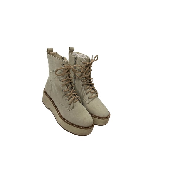 Steve Madden Off-white faux suede Stormyy Cool Planet platform combat boots - Picture 3 of 5